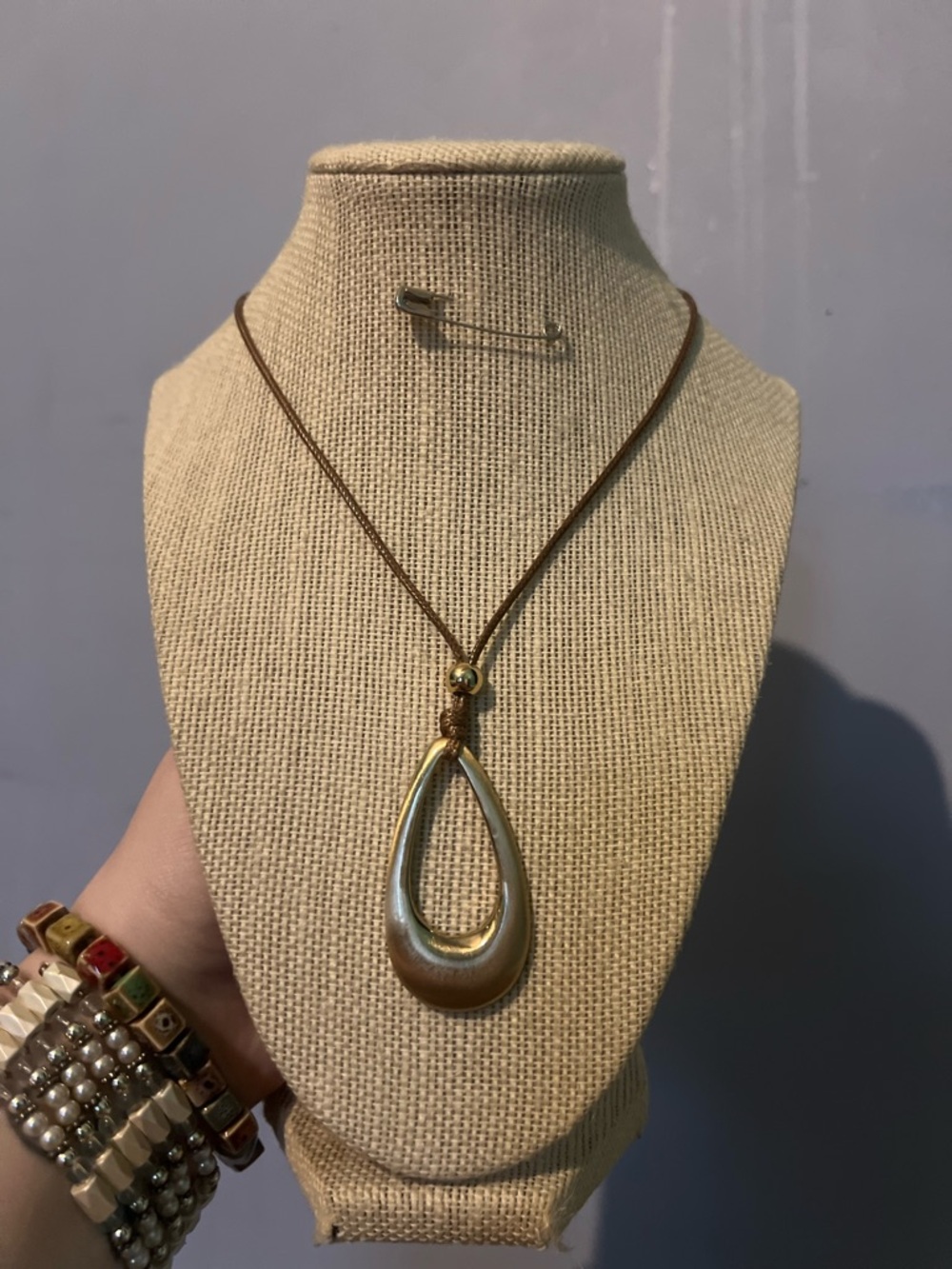 #78. Boho Gold-Tone Teardrop Pendant Necklace - Women Jewelry